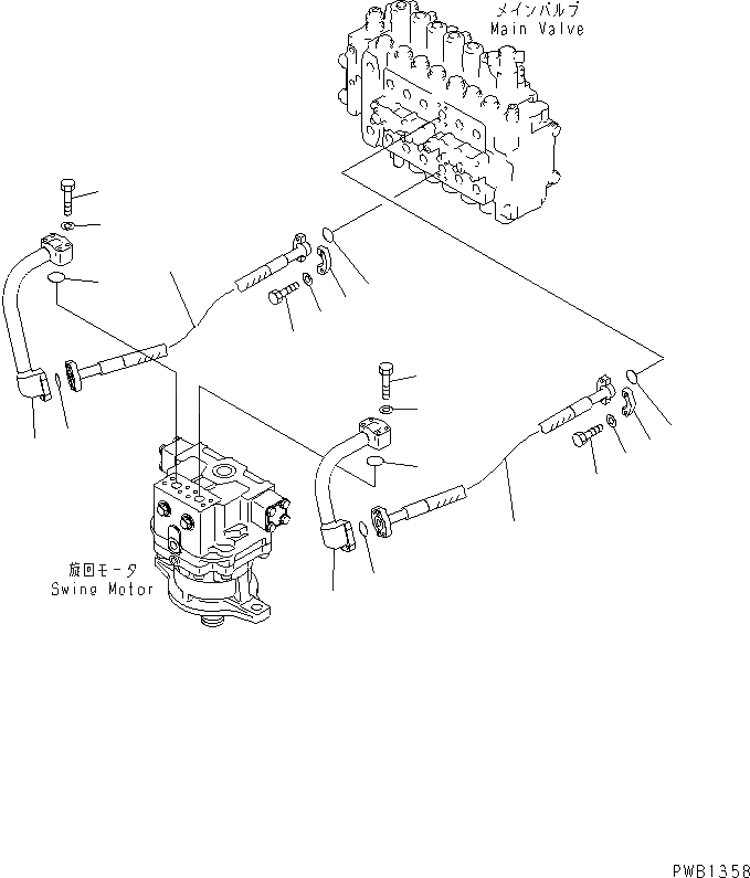 Схема запчастей Komatsu PC450LC-6K-KE - ЛИНИЯ ПОВОРОТА ГИДРАВЛИКА