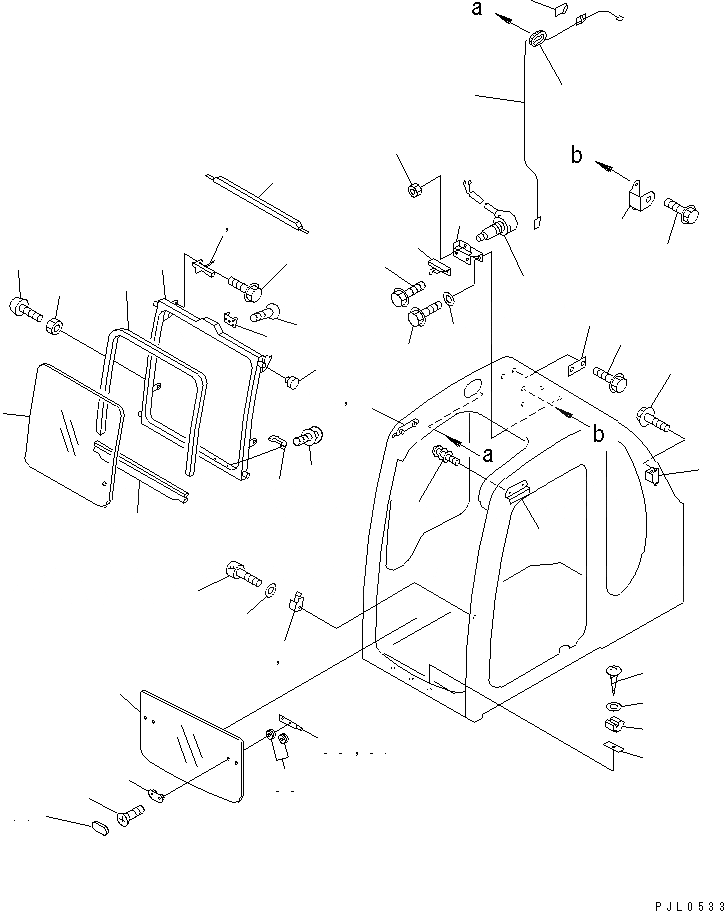 Схема запчастей Komatsu PC450LC-6K-KE - КАБИНА (ПЕРЕДН. ОКНА) КАБИНА ОПЕРАТОРА И СИСТЕМА УПРАВЛЕНИЯ