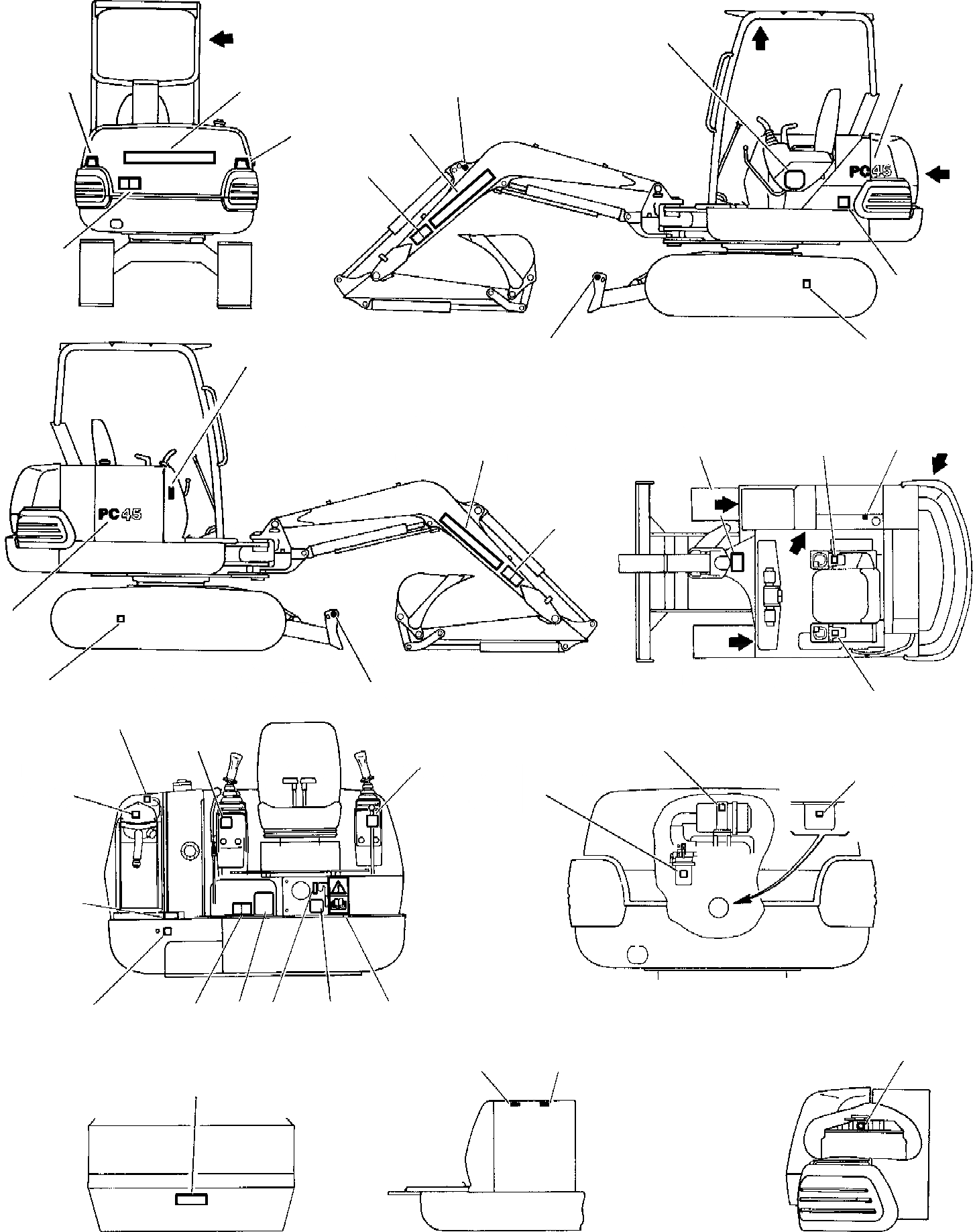 Схема запчастей Komatsu PC45-1 - МАРКИРОВКА (НАВЕС) МАРКИРОВКА