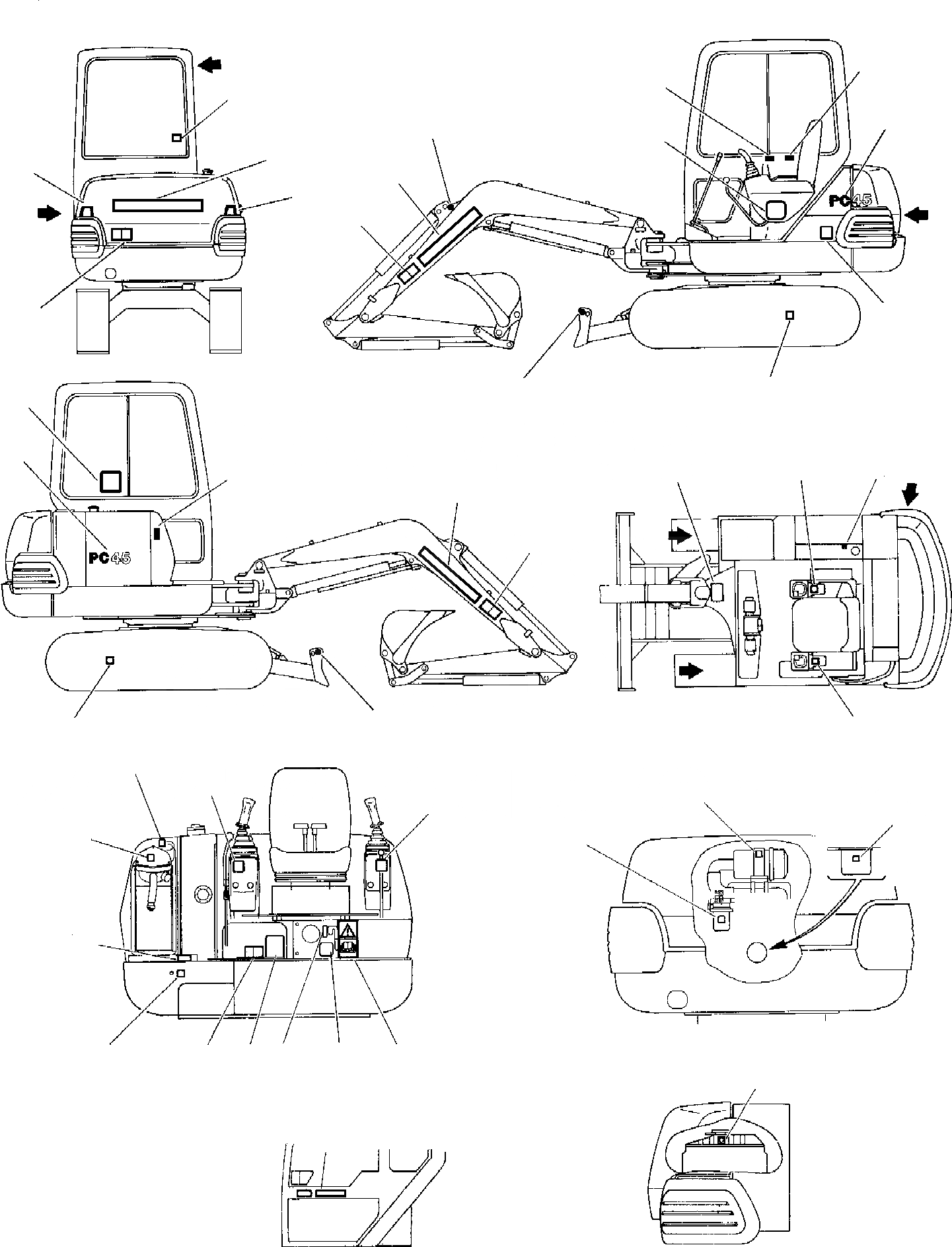 Схема запчастей Komatsu PC45-1 - МАРКИРОВКА (КАБИНА) МАРКИРОВКА