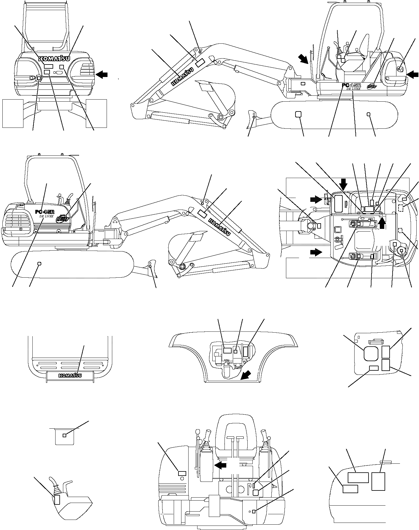 Схема запчастей Komatsu PC45R-8 - МАРКИРОВКА (НАВЕС) МАРКИРОВКА