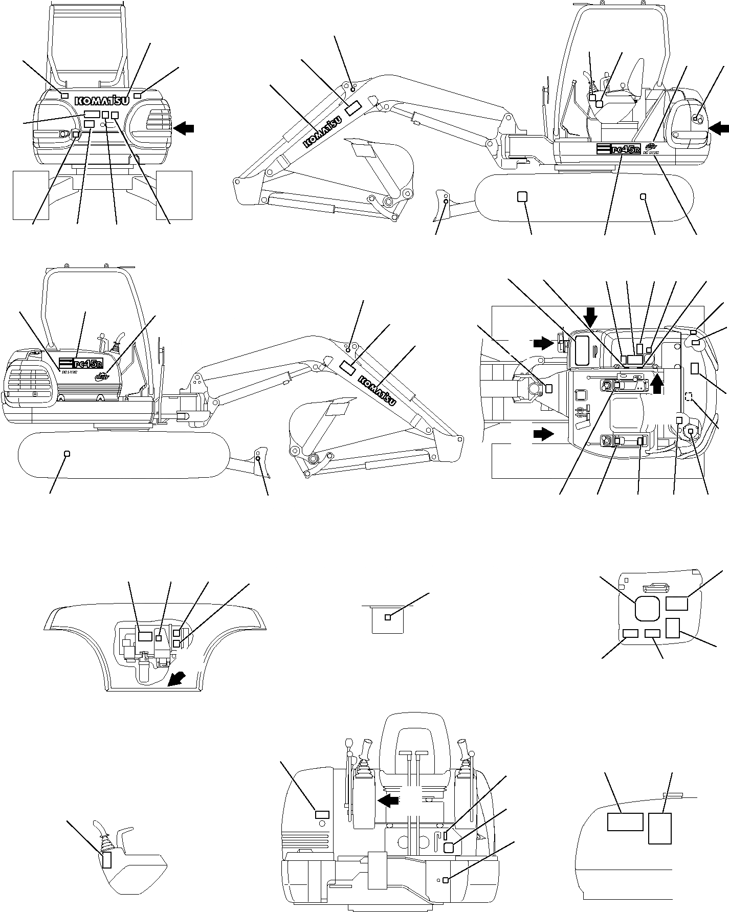 Схема запчастей Komatsu PC45R-8 - МАРКИРОВКА (НАВЕС) МАРКИРОВКА