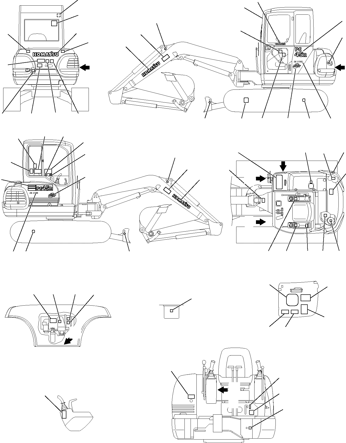 Схема запчастей Komatsu PC45R-8 - МАРКИРОВКА (КАБИНА) МАРКИРОВКА