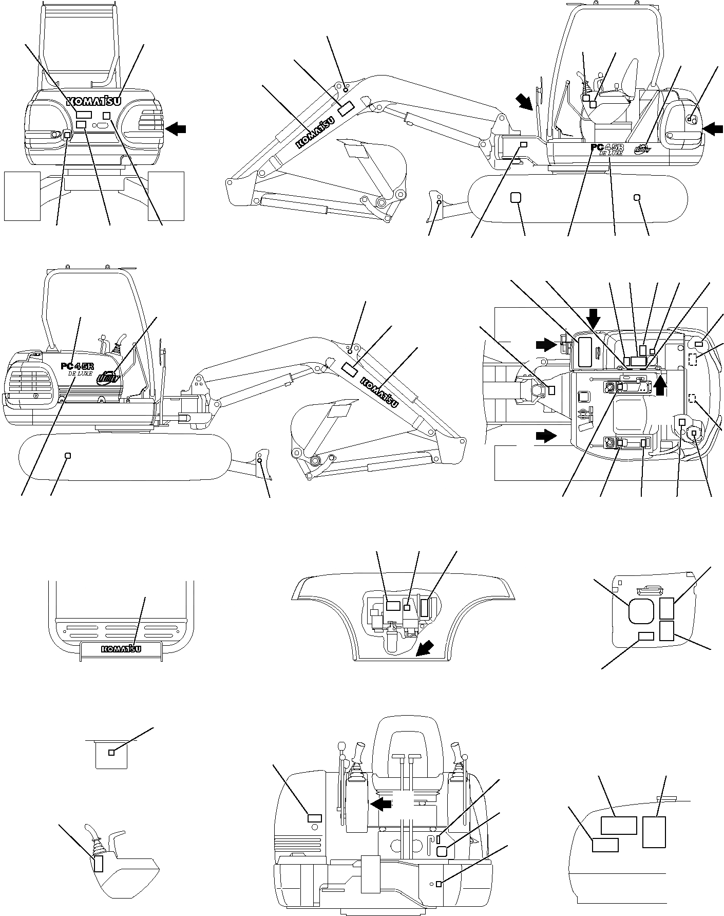 Схема запчастей Komatsu PC45R-8 - МАРКИРОВКА (НАВЕС) МАРКИРОВКА