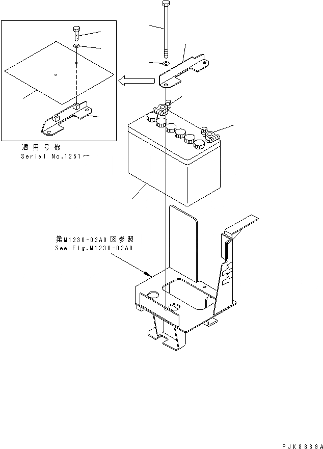 Схема запчастей Komatsu PC45MR-1 - АККУМУЛЯТОР(№-) ЭЛЕКТРИКА