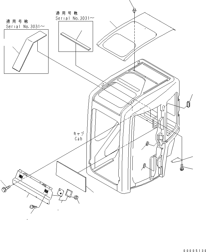 Схема запчастей Komatsu PC45MR-1 - КАБИНА (/) (ВНУТР. ПОКРЫТИЕ) КАБИНА ОПЕРАТОРА И СИСТЕМА УПРАВЛЕНИЯ