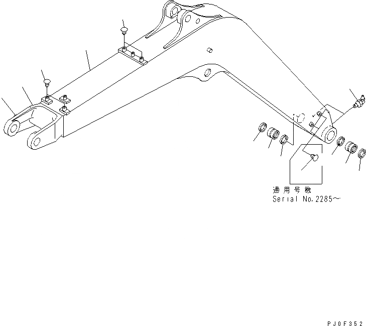 Схема запчастей Komatsu PC45MR-1 - СТРЕЛА (СТРЕЛА) РАБОЧЕЕ ОБОРУДОВАНИЕ