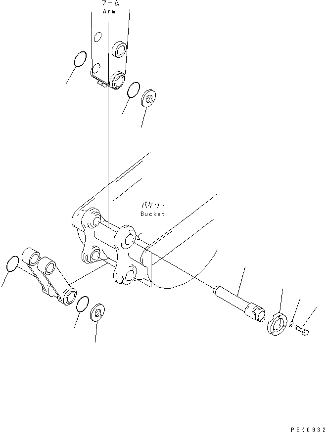 Схема запчастей Komatsu PC45MR-1 - ПАЛЕЦ КОВША (С ADJUSTMENT RING)(№-) РАБОЧЕЕ ОБОРУДОВАНИЕ