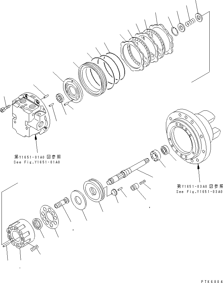 Схема запчастей Komatsu PC45MR-1 - МОТОР ХОДА (/)(№-) ОСНОВН. КОМПОНЕНТЫ И РЕМКОМПЛЕКТЫ