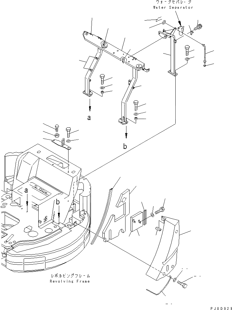 Схема запчастей Komatsu PC45MRX-1 - КАПОТ (COVER) (КРОМЕ ЯПОН.)(№-) ЧАСТИ КОРПУСА