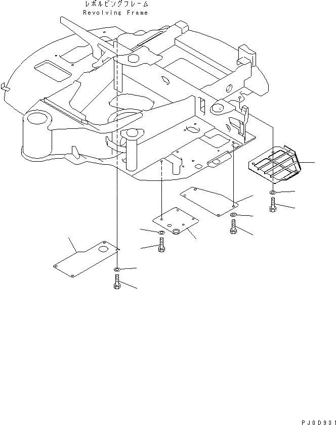 Схема запчастей Komatsu PC45MRX-1 - НИЖН. КРЫШКА (КРОМЕ ЯПОН.)(№-) ЧАСТИ КОРПУСА