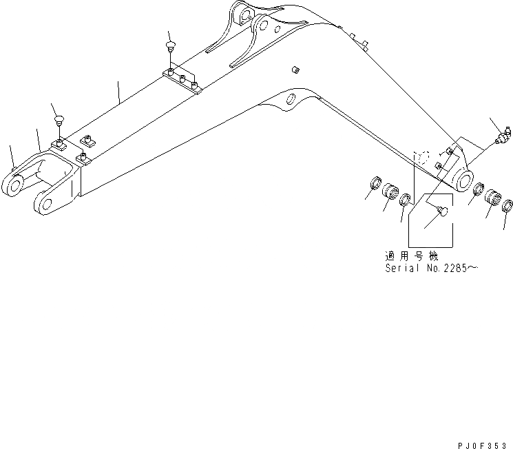 Схема запчастей Komatsu PC45MRX-1 - СТРЕЛА (СТРЕЛА) (ДЛЯ НАВЕСН.ОБОРУД.) (ЕС ARRANGEMENT)(№-) РАБОЧЕЕ ОБОРУДОВАНИЕ