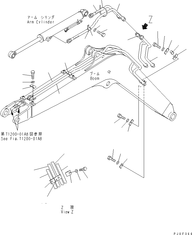 Схема запчастей Komatsu PC45MRX-1 - СТРЕЛА (РУКОЯТЬ ЛИНИЯ И ЛИНИЯ КОВША) (ЕС ARRANGEMENT)(№-) РАБОЧЕЕ ОБОРУДОВАНИЕ