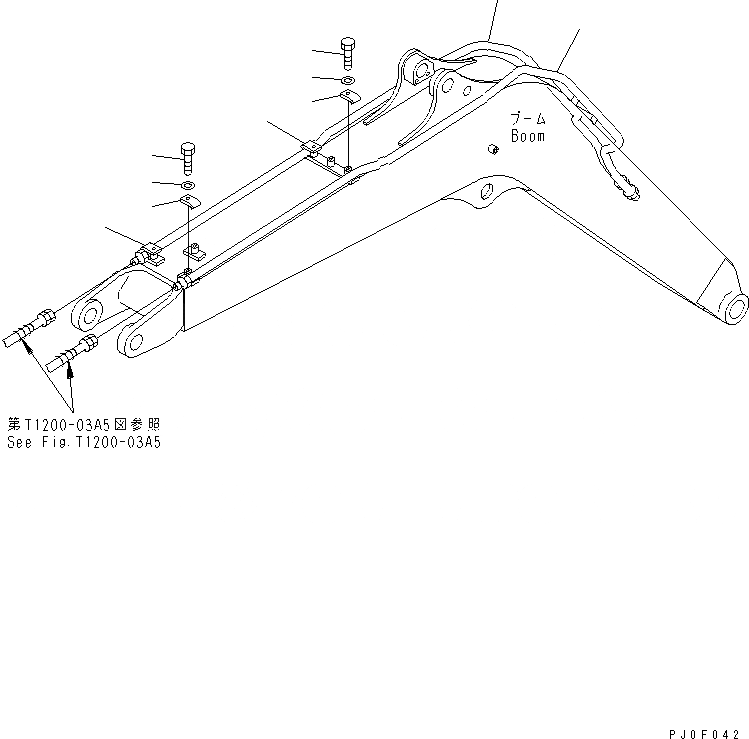 Схема запчастей Komatsu PC45MRX-1 - СТРЕЛА (ГИДРОЛИНИЯ СТРЕЛЫ) (ЕС ARRANGMENT)(№-) РАБОЧЕЕ ОБОРУДОВАНИЕ