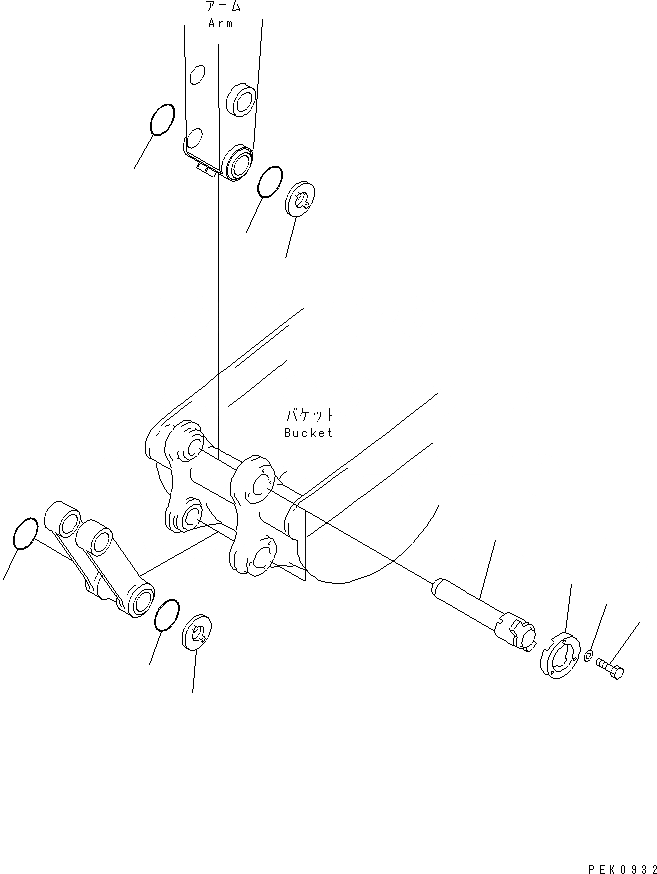 Схема запчастей Komatsu PC45MRX-1 - ПАЛЕЦ КОВША (С ADJUSTMENT RING) (КРОМЕ ЯПОН.)(№-) РАБОЧЕЕ ОБОРУДОВАНИЕ