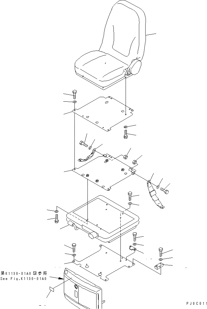 Схема запчастей Komatsu PC45MRX-1 - СИДЕНЬЕ ОПЕРАТОРА (SUSPENTION TYEPE)(№-) КАБИНА ОПЕРАТОРА И СИСТЕМА УПРАВЛЕНИЯ