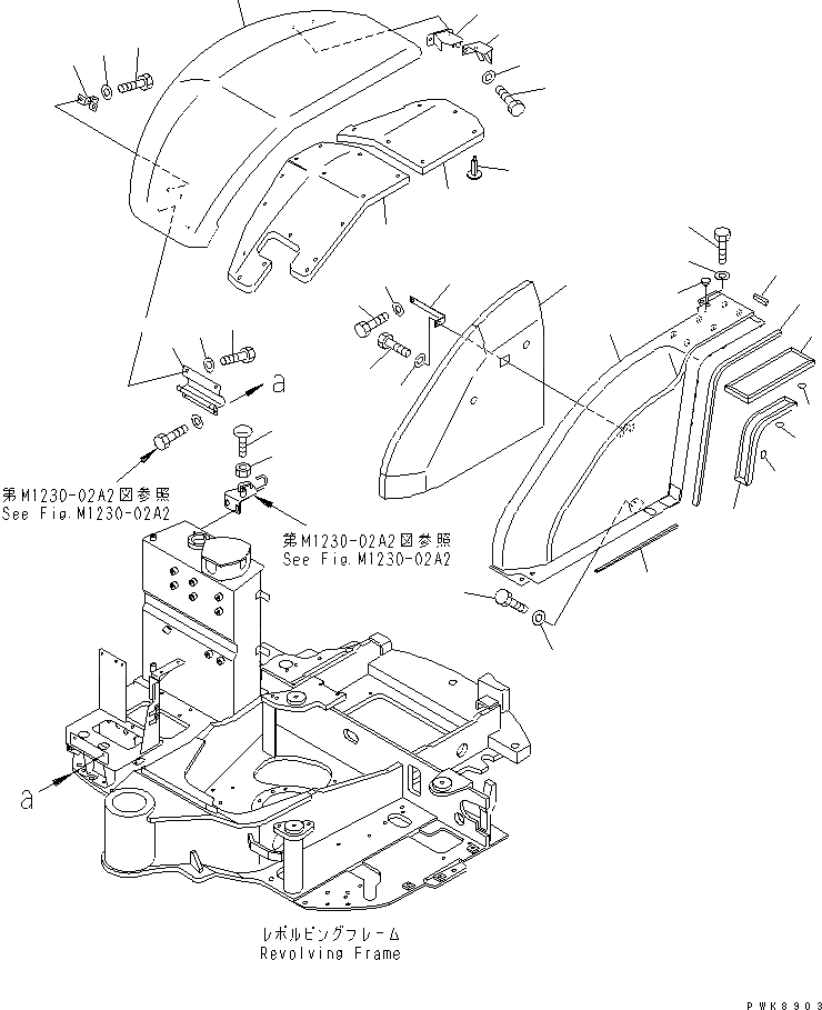 Схема запчастей Komatsu PC45MRX-1 - ПЕРЕДН. КРЫШКА(КРОМЕ ЯПОН.)(№-) ЧАСТИ КОРПУСА