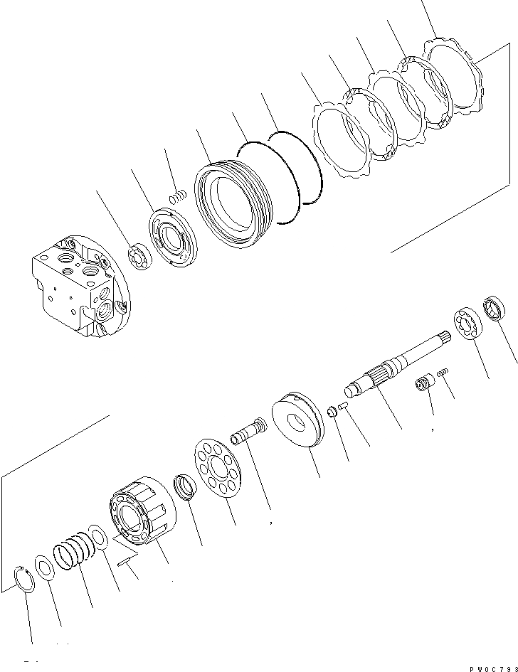 Схема запчастей Komatsu PC45MRX-1 - МОТОР ХОДА (/)(№-) ОСНОВН. КОМПОНЕНТЫ И РЕМКОМПЛЕКТЫ