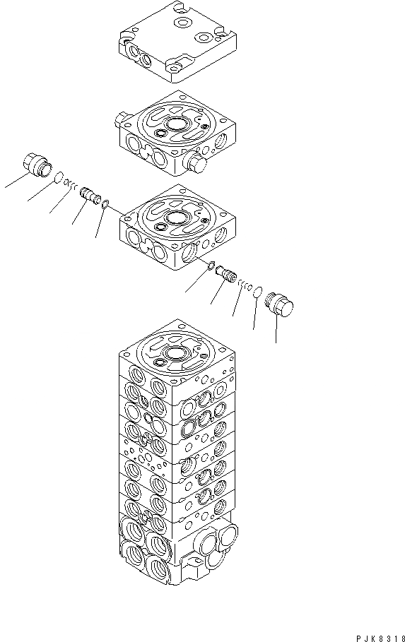 Схема запчастей Komatsu PC45R-8 - ОСНОВН. КЛАПАН (-КЛАПАН) (7/9) ОСНОВН. КОМПОНЕНТЫ И РЕМКОМПЛЕКТЫ