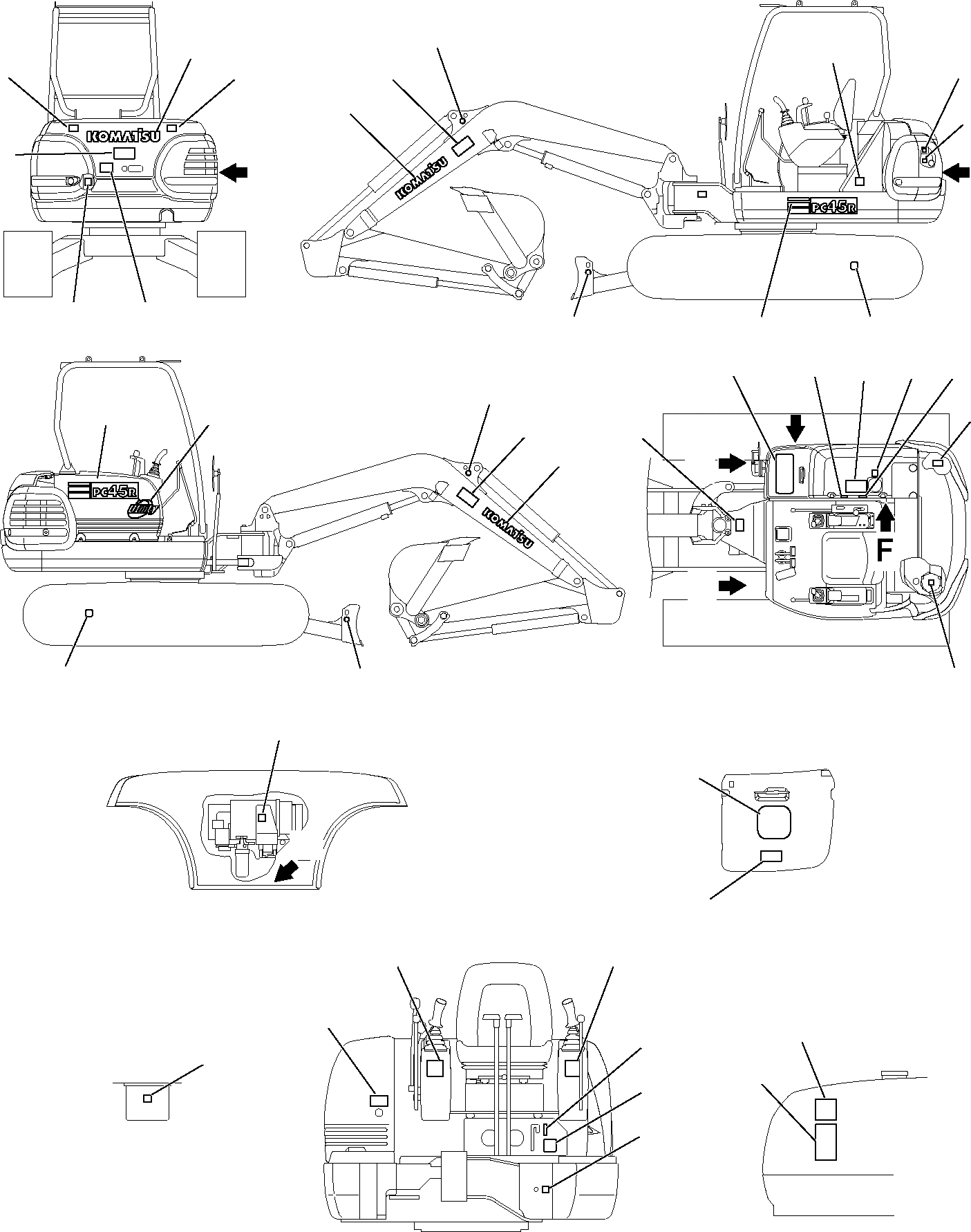 Схема запчастей Komatsu PC45R-8 - МАРКИРОВКА (НАВЕС) МАРКИРОВКА