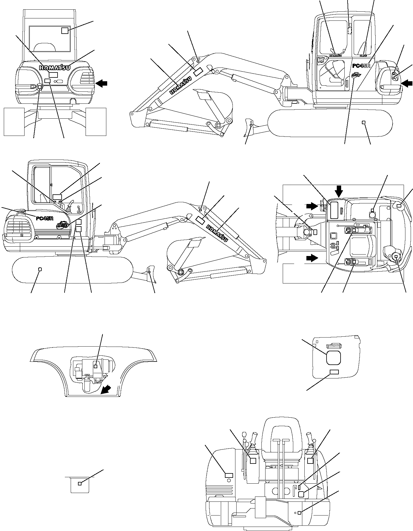 Схема запчастей Komatsu PC45R-8 - МАРКИРОВКА (КАБИНА) МАРКИРОВКА
