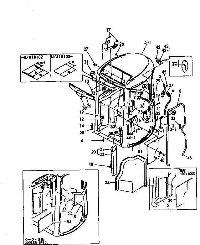 Схема запчастей Komatsu PC50FR-1 - КАБИНА ЧАСТИ КОРПУСА