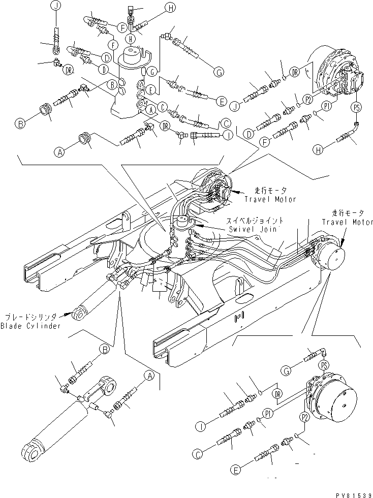 Схема запчастей Komatsu PC50FR-2 - ГИДРОЛИНИЯ (ДЛЯ МОТОР ХОДА И ОТВАЛ ЛИНИЯ) (НИЖН.) НИЖНЯЯ ГИДРОЛИНИЯ И ЛИНИЯ ХОДА