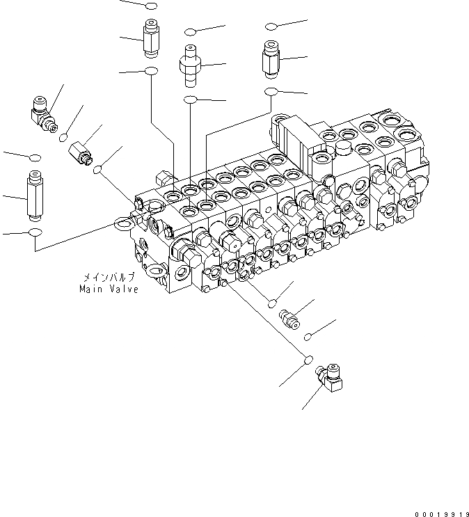 Схема запчастей Komatsu PC50MR-2 - ОСНОВН. КЛАПАН (ДОПОЛН. ЧАСТЬ) (ДЛЯ ПОВОРОТН. ОТВАЛА С ИЗМ. УГЛОМ) ГИДРАВЛИКА