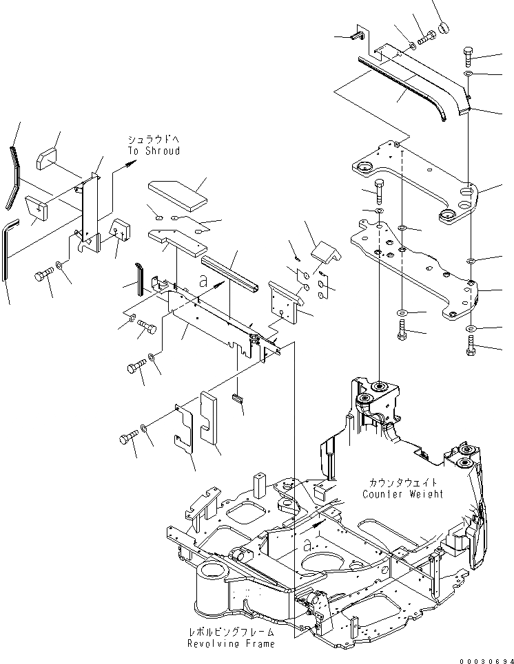 Схема запчастей Komatsu PC50MR-2 - КАПОТ (КОРПУС КРЕПЛЕНИЯ) (ДЛЯ КАБИНЫ)(№9-) ЧАСТИ КОРПУСА