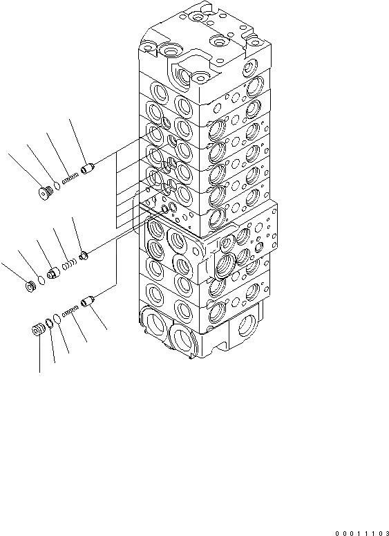 Схема запчастей Komatsu PC50MR-2-AC - ОСНОВН. КЛАПАН (8-КЛАПАН) (/) ОСНОВН. КОМПОНЕНТЫ И РЕМКОМПЛЕКТЫ
