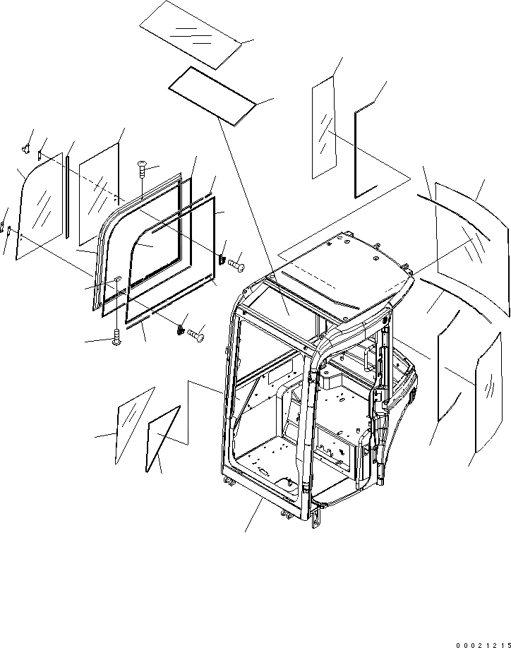 Схема запчастей Komatsu PC50MR-2 - КАБИНА (/8) (ОКНА)(№-) КАБИНА ОПЕРАТОРА И СИСТЕМА УПРАВЛЕНИЯ