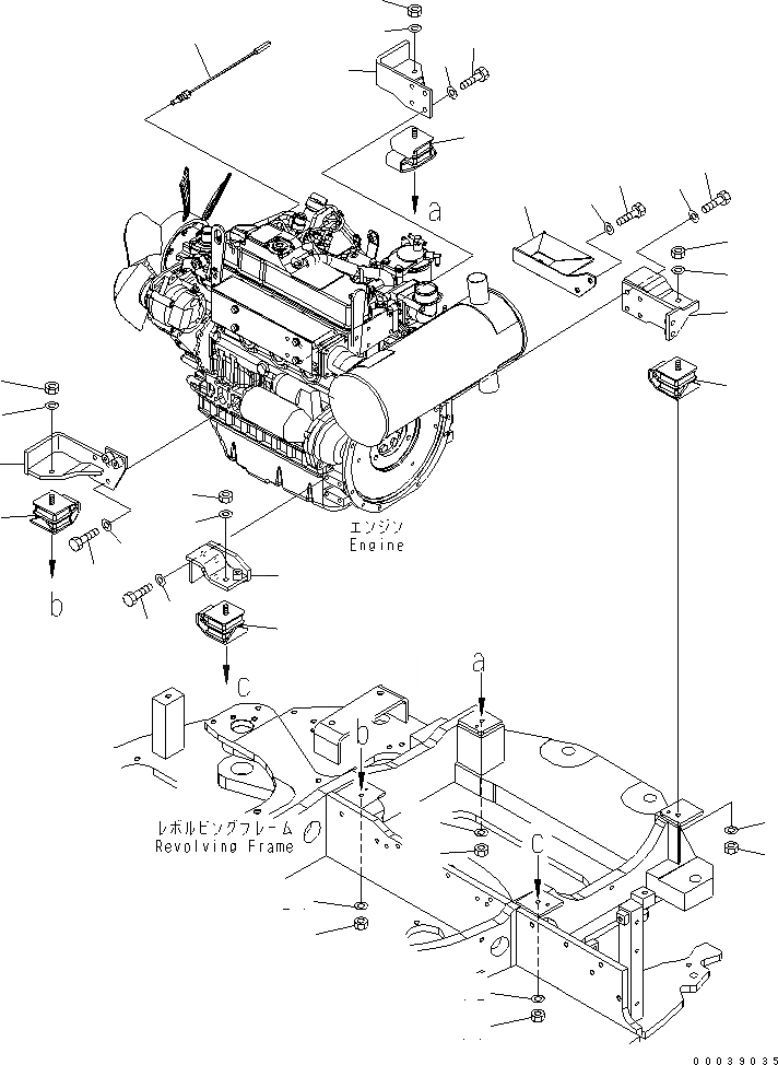 Схема запчастей Komatsu PC50MR-2 - КРЕПЛЕНИЕ ДВИГАТЕЛЯ (СПЕЦ-Я ДЛЯ БОЛЬШИХ ВЫСОТ.) КОМПОНЕНТЫ ДВИГАТЕЛЯ