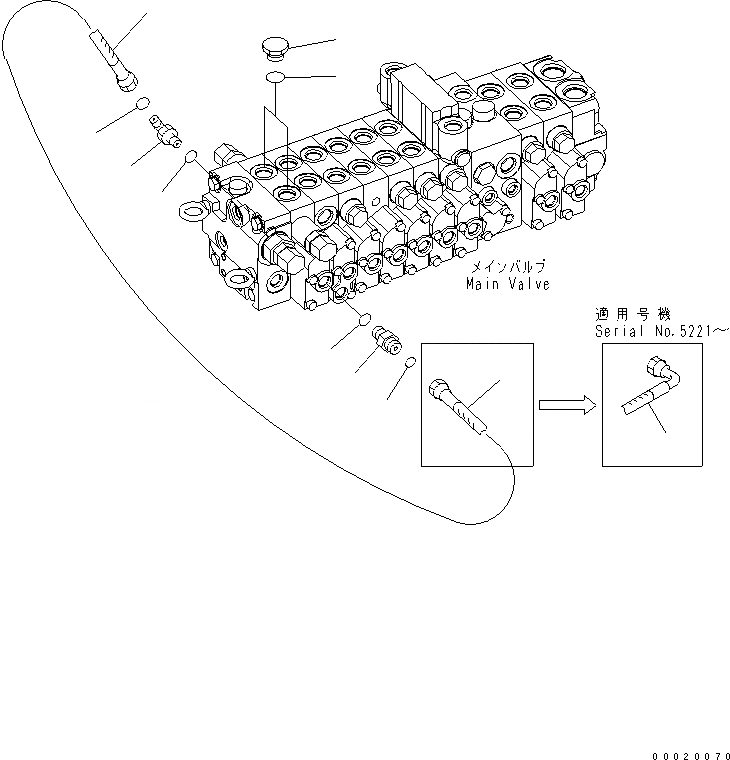 Схема запчастей Komatsu PC50MR-2 - ОСНОВН. КЛАПАН (ДОПОЛН. ЧАСТЬ) (ДЛЯ СЕРВИСНОГО КЛАПАНА) ГИДРАВЛИКА