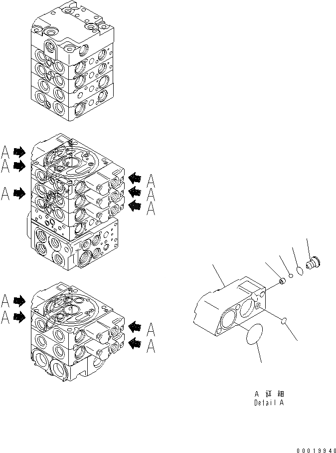 Схема запчастей Komatsu PC50MR-2 - ОСНОВН. КЛАПАН (-КЛАПАН) (ДЛЯ POWER ANLGLE ОТВАЛ) (/) ОСНОВН. КОМПОНЕНТЫ И РЕМКОМПЛЕКТЫ