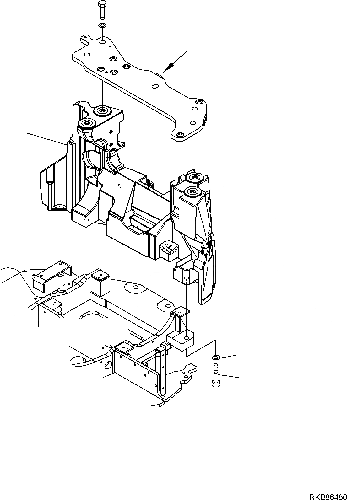 Схема запчастей Komatsu PC50MR-2 - ПРОТИВОВЕС (/) СИСТЕМА УПРАВЛЕНИЯ И ОСНОВНАЯ РАМА