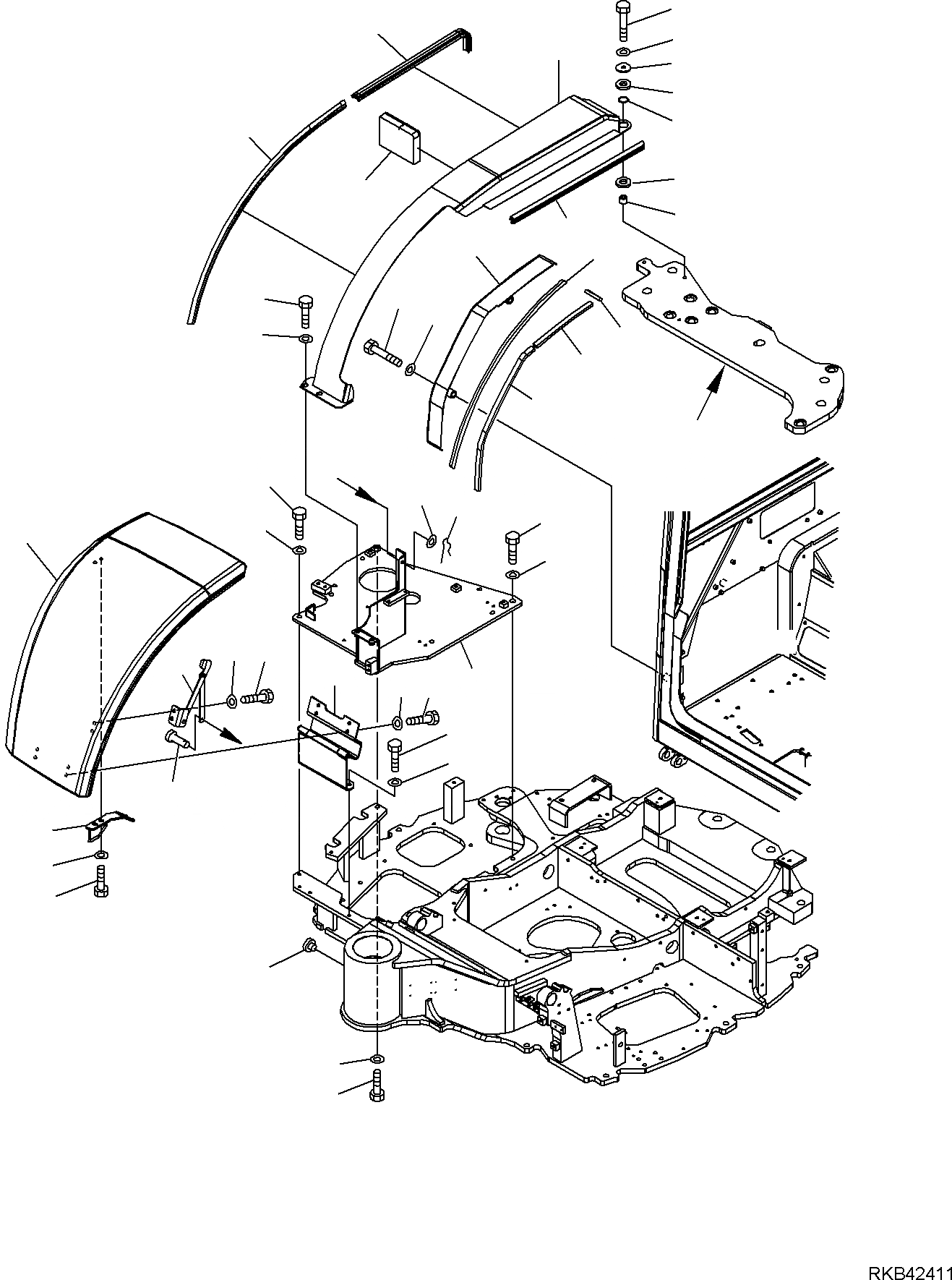 Схема запчастей Komatsu PC50MR-2 - АККУМУЛЯТОР КАПОТ (КАБИНА) ЧАСТИ КОРПУСА И КАБИНА