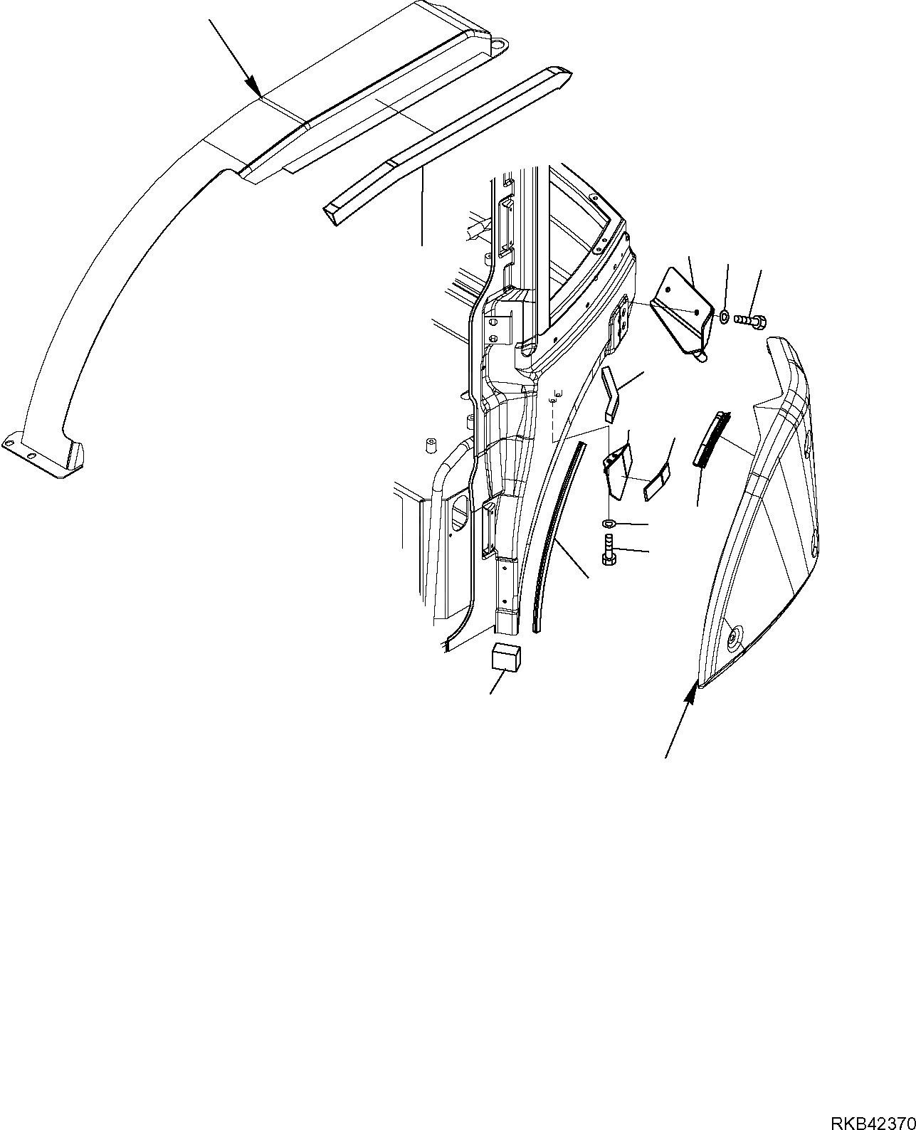 Схема запчастей Komatsu PC50MR-2 - КРЫШКИ (КАБИНА) (/) ЧАСТИ КОРПУСА И КАБИНА