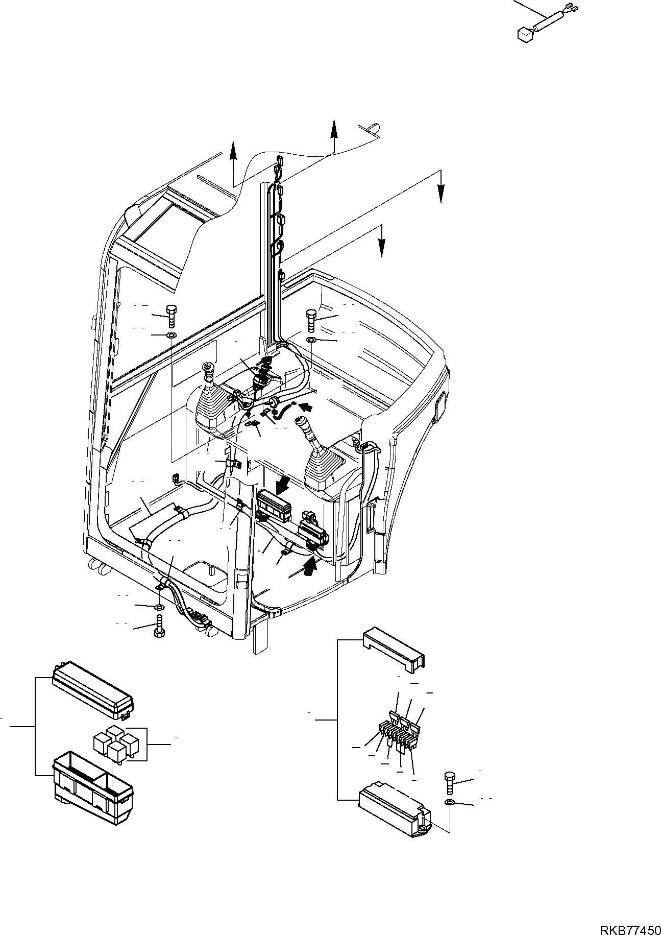 Схема запчастей Komatsu PC50MR-2 - ЭЛЕКТРИКА (КАБИНА ЛИНИЯ) ЧАСТИ КОРПУСА И КАБИНА