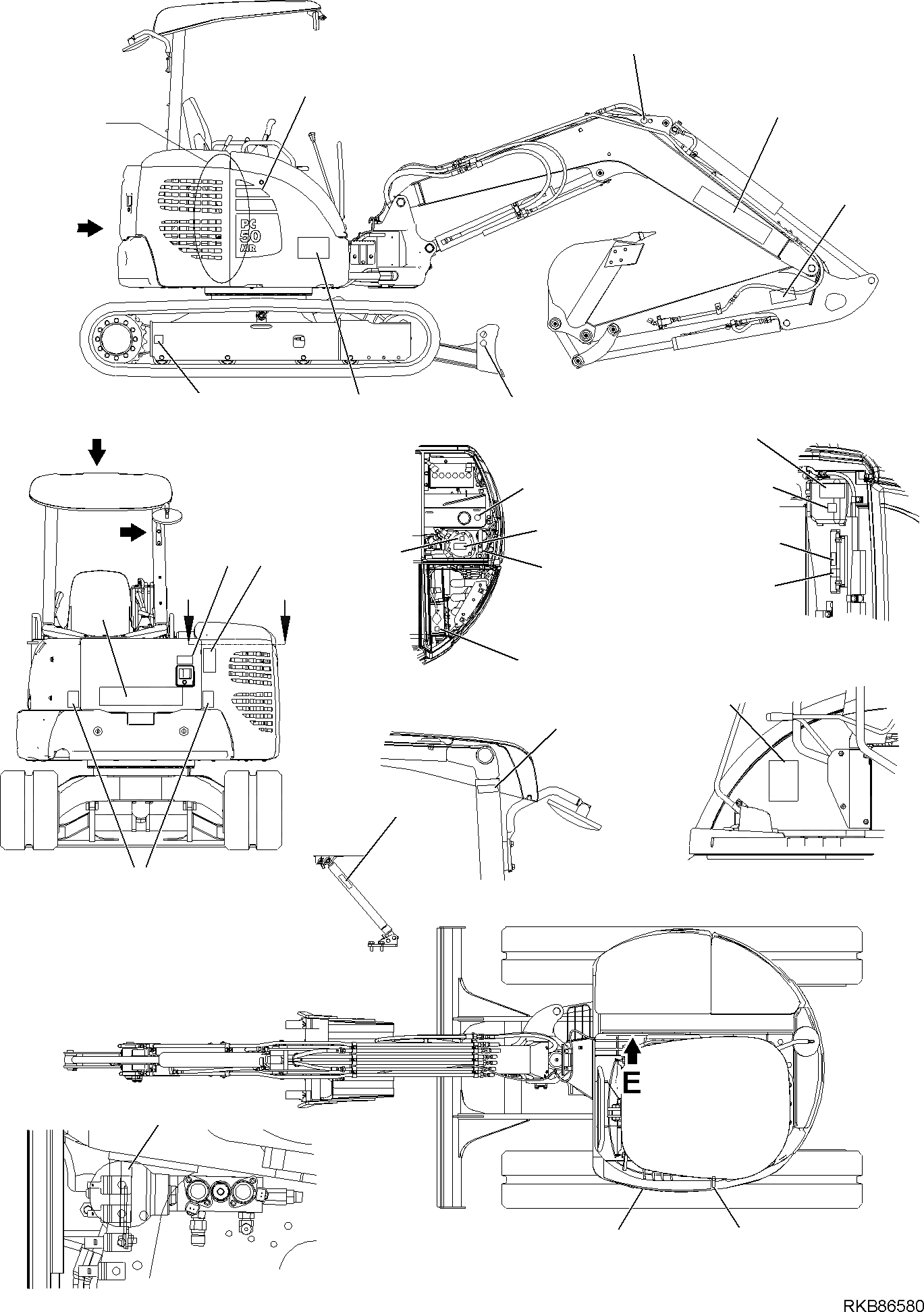 Схема запчастей Komatsu PC50MR-2 - МАРКИРОВКА (НАВЕС) (/) МАРКИРОВКА