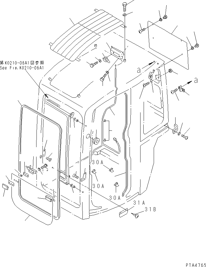 Схема запчастей Komatsu PC50UD-2 - КАБИНА (КОРПУС)(№8-799) КАБИНА ОПЕРАТОРА И СИСТЕМА УПРАВЛЕНИЯ