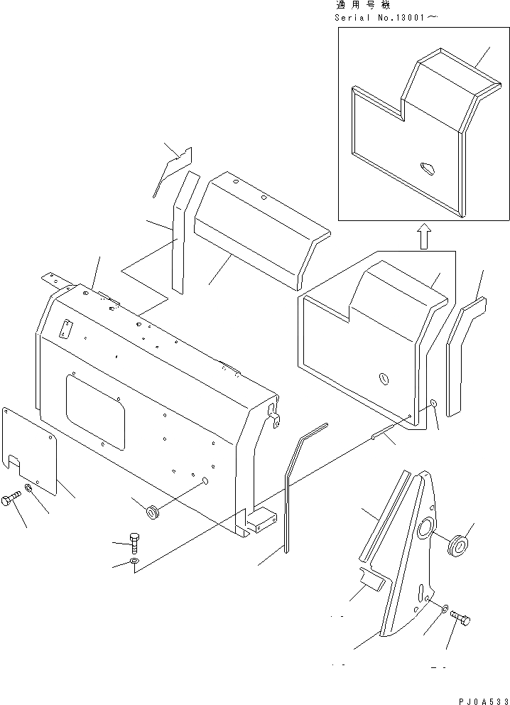 Схема запчастей Komatsu PC50UD-2 - КАПОТ (COVER) ЧАСТИ КОРПУСА