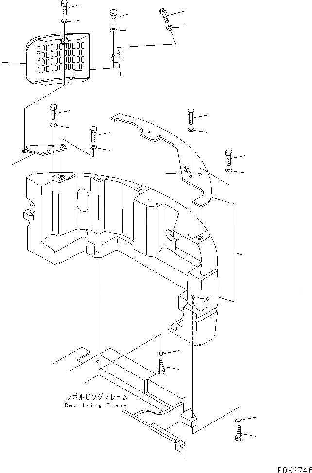 Схема запчастей Komatsu PC50UD-2 - ПРОТИВОВЕС(№8-) ЧАСТИ КОРПУСА