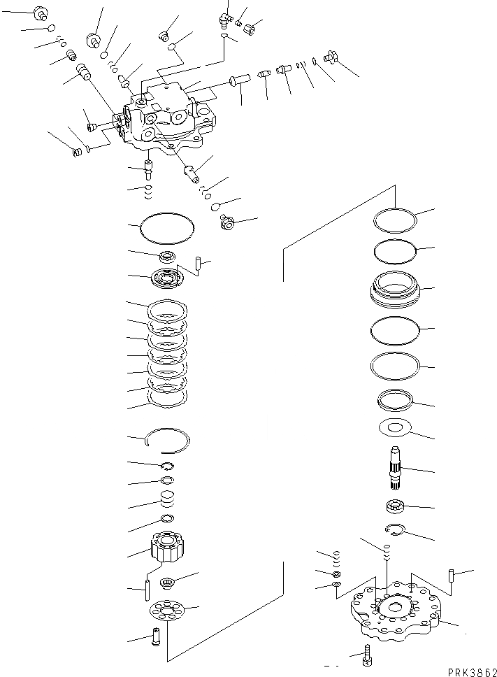 Схема запчастей Komatsu PC50UD-2 - МОТОР ПОВОРОТА (/) (С SIMULTANEOUS BLEED УПРАВЛЯЮЩ. КЛАПАН)(№8-) ОСНОВН. КОМПОНЕНТЫ И РЕМКОМПЛЕКТЫ