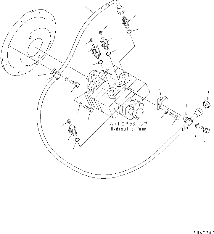 Схема запчастей Komatsu PC50UU-2 - ОСНОВН. НАСОС (КРЕПЛЕНИЕ И ПАТРУБОК)(№7-) ГИДРАВЛИКА