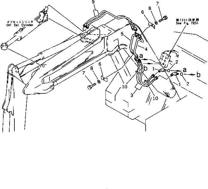 Схема запчастей Komatsu PC50UU-1 - ГИДРОЛИНИЯ (OFFSET ЛИНИЯ ЦИЛИНДРА) (HOE )(№-) РАБОЧЕЕ ОБОРУДОВАНИЕ