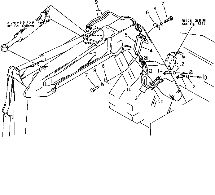 Схема запчастей Komatsu PC50UU-1 - ГИДРОЛИНИЯ (OFFSET ЛИНИЯ ЦИЛИНДРА) (HOE )(№-) РАБОЧЕЕ ОБОРУДОВАНИЕ