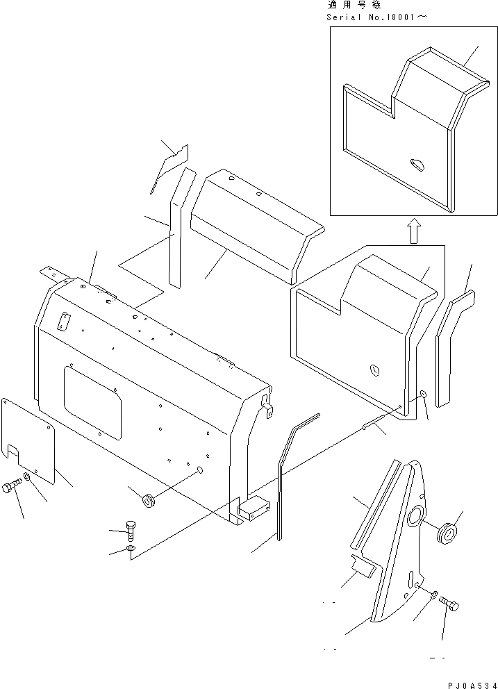 Схема запчастей Komatsu PC50UU-2 - КАПОТ (COVER) ЧАСТИ КОРПУСА