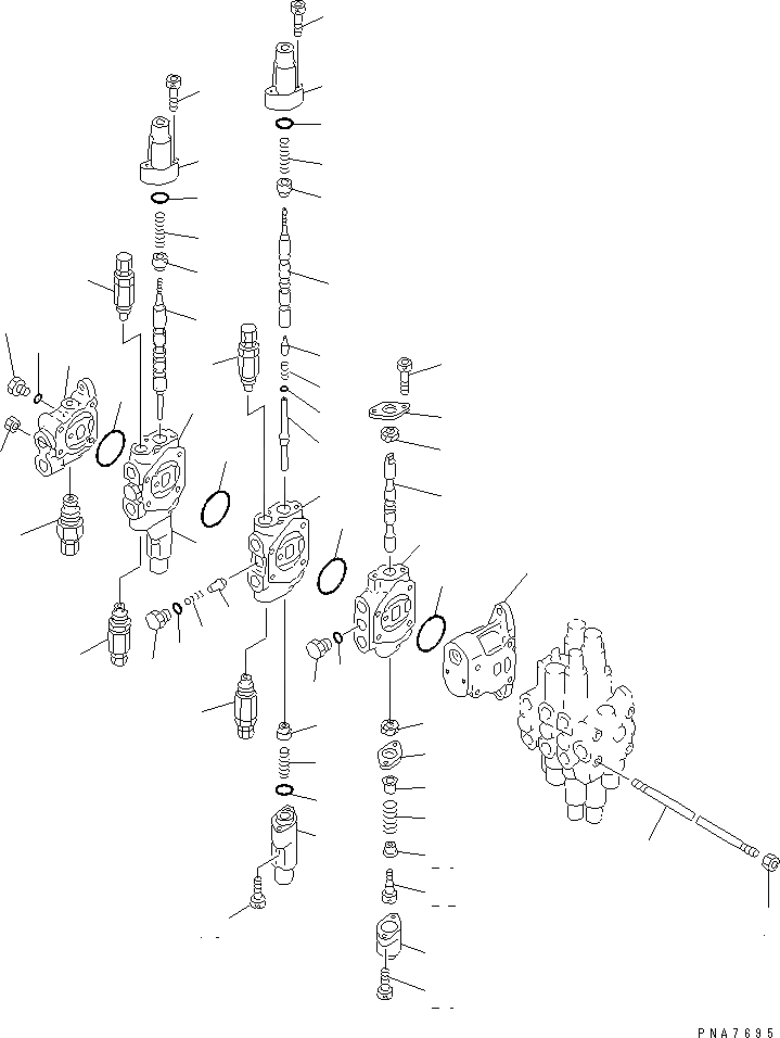 Схема запчастей Komatsu PC50UU-2 - ОСНОВН. КЛАПАН (-КЛАПАН) (ДЛЯ КЛАПАН¤ ПРАВ.) (/) (MONO СТРЕЛА)(№7-) ОСНОВН. КОМПОНЕНТЫ И РЕМКОМПЛЕКТЫ