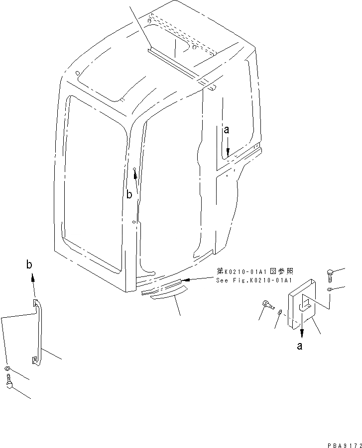 Схема запчастей Komatsu PC50UU-2 - КАБИНА (РУКОЯТЬ И КОРПУС) (ДЛЯ TBG И EC СПЕЦ-Я.)(№97-88) КАБИНА ОПЕРАТОРА И СИСТЕМА УПРАВЛЕНИЯ