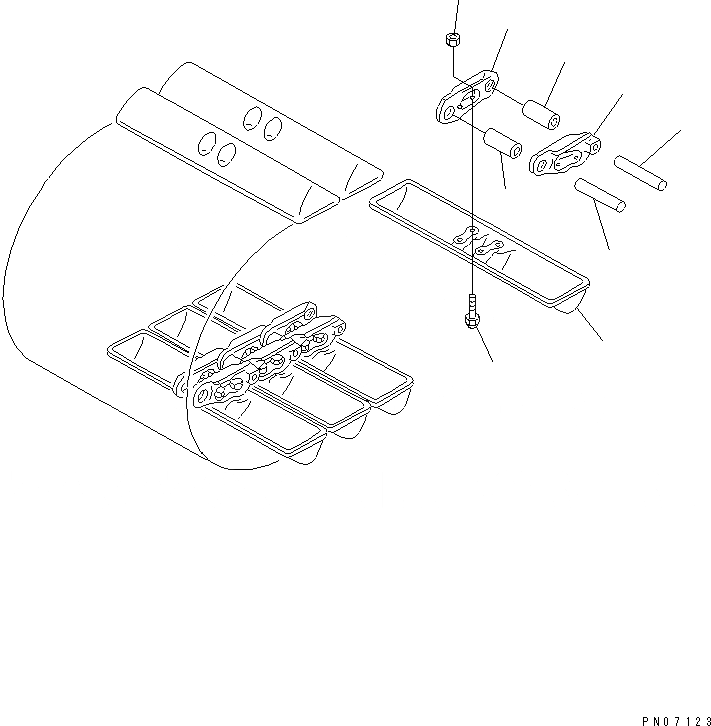 Схема запчастей Komatsu PC50UU-2 - ГУСЕНИЦЫ (STEEL SHOE) (БОЛОТН.) (ШИР. MM) ХОДОВАЯ